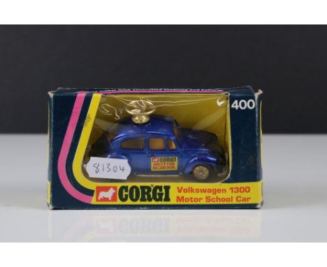 Boxed Corgi 400 Volkswagen 1300 Motor School Car diecast model, with cones, diecast vg, box gd 