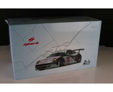 Boxed Spark Models Minimax 18S149 1:18 scale Porsche 911 GT3 RSR No.67 LM 2104, model in good condition but missing spoiler, 