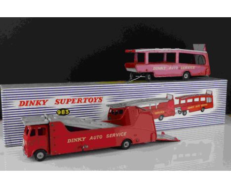 Boxed Dinky Supertoys 983 Car Carrier with Trailer diecast model, some paint loss but gd overall, vg box 