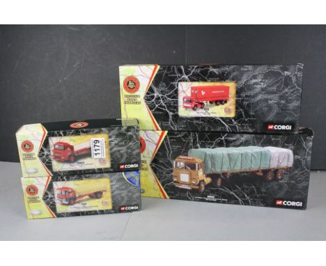 Four boxed Corgi 1:50 ltd edn British Road Services to include CC12603 Scammell Crusader Sheeted Flat Trailer BRS (Eastern), 