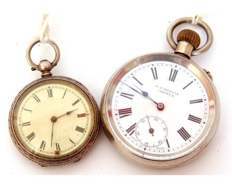 Gent's first or second quarter of 20th century nickel cased pocket watch with blued steel hands to a white enamelled dial wit