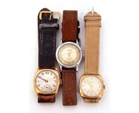 Group of three gents cased vintage wrist watches, the first - second quarter of 20th century 9ct gold cased Rotary wrist watc