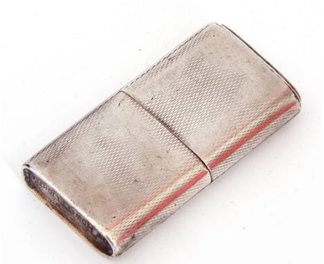 George VI hallmarked silver "The Howitt" lighter of rectangular form, engine turned decoration, with pull off lid, 6 x 3cm, S