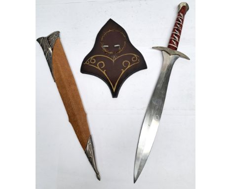 United Cutlery Lord of the Rings - Sting (Frodo Baggins) replica sword with hanging plaque. Fair to GoodMissing strap, plaque