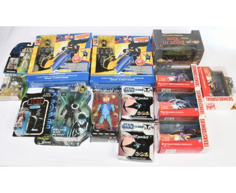 Assortment of sealed carded action figures &amp; toys including SpinMaster Tron Deluxe Sam Flynn, BanDai Thundercats Tygra, H