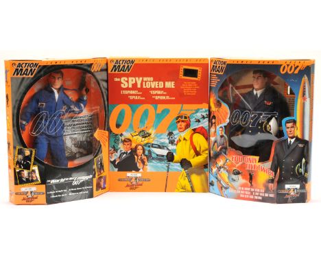 Hasbro Action Man James Bond Action Figures x3, to include The Spy who Loved Me, The World is not Enough, and You Only Live T