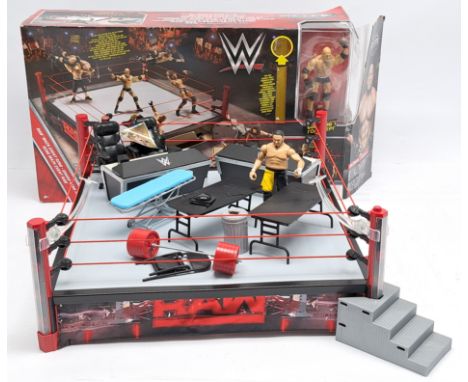 Mattel WWE Elite Collection Raw Main Event Ring, Good Plus, complete, with extras, within Fair Plus opened packaging. See pho