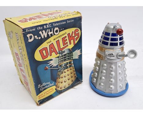 Marx Toys Doctor Who &amp; The Mysterious Daleks vintage battery operated robot action Dalek (silver / blue), Good, untested,