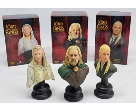 Sideshow Weta Lord of the Rings The Two Towers King Theoden, Legolas Greenleaf, Lady Galadriel 1/4 scale Polystone Busts. Goo