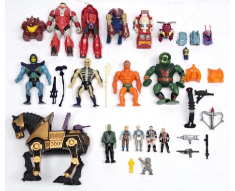 Small quantity of loose action figures and accessories, to include Hasbro Transformers, Mattel Masters of the Universe, Kenne