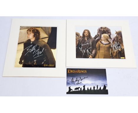The Lord of the Rings autographed photos x3, to include photos signed by Andy Serkis, Viggo Mortensen &amp; Miranda Otto, and