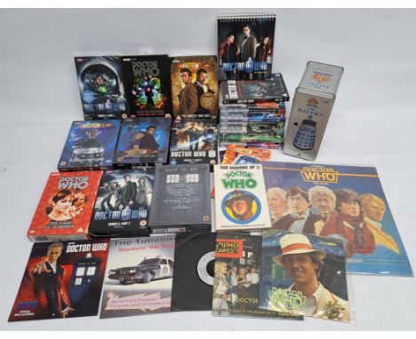 Assorted Doctor Who themed media DVD Boxsets, The Daleks VHS Metal boxset, Time Flight & Arc of Infinity Boxset - please note