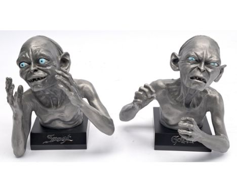 The Noble Collection The Lord of the Rings Gollum &amp; Smeagol Pewter Bookends, Excellent to Near Mint, within Good packagin
