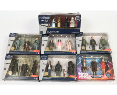 Character Doctor Who multi-figure packs &amp; Big Chief Studios Dalek Invasion mini figurines multi-pack, to include U.N.I.T.