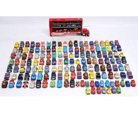 Mattel Disney Pixar Cars Mini Racers &amp; Micro Drifters loose vehicles with Micro Drifters Mack Transporter Display Case, G