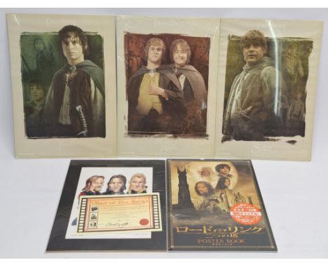 Lord of the Rings art prints &amp; sealed Japanese poster book, to include Cards Inc. CollectorMania4 set of three (Merry &am