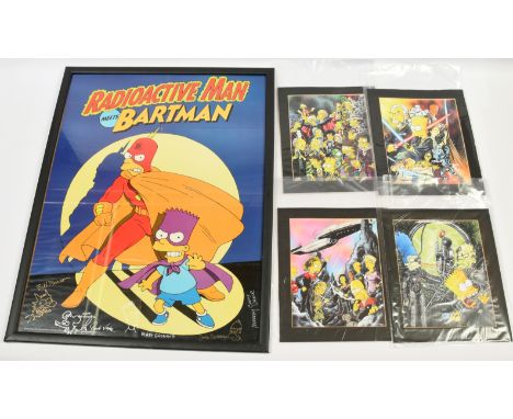 The Simpsons Radioactive Man Meets Bartman signed framed poster, to include signatures and hand drawn sketches by Matt Groeni