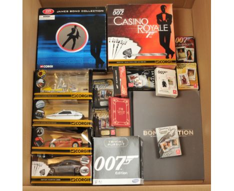 Quantity of James Bond 007 related collectables, to include Corgi diecast vehicles and vehicle sets, playing card sets, Bond 