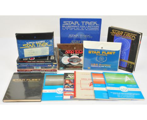 Assortment of Star Trek Technical Manuals, BluePrints, Line Officer Requirements & Reference books in mixed lot. Condition va