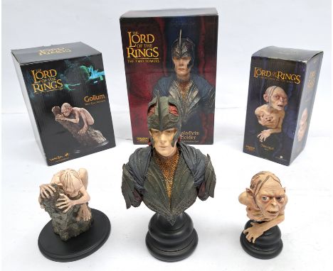 Sideshow Weta Lord of the Rings Galadhrim Soldier &amp; Smeagol bust with Weta Cave Exclusive Gollum. Good plus to excellent