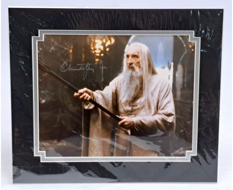 The Lord of the Rings Christopher Lee autographed mounted photo,&nbsp; with Certificate of Authenticity by Special Signings, 