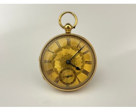 JOHN VALE OF BURY ST. EDMUNDS: A mid 19th Century 18ct gold open-faced pocket watch, gilt engraved dial with Roman numerals a