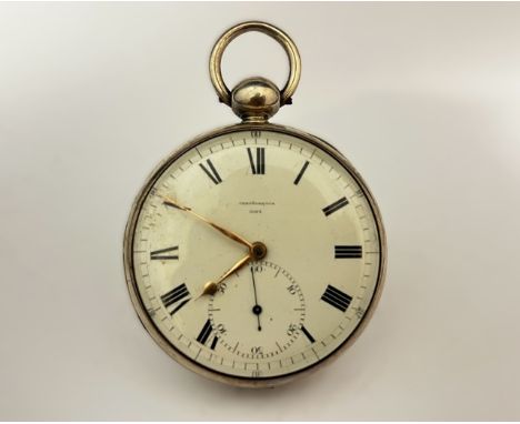 BENJAMIN RUSSELL OF NORWICH: A 19th Century silver double hinged open-faced pocket chronometer, enamelled Roman dial with gol