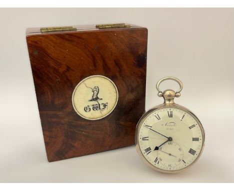 A 19th Century silver open-faced chronometer pocket watch, enamelled Roman dial (hairlined) with subsidiary seconds and blued