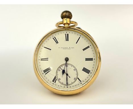 ROBERT LINFORD &amp; SON OF NORWICH: An early 20th Century 18ct gold open-faced pocket watch, three-quarter plate movement wi