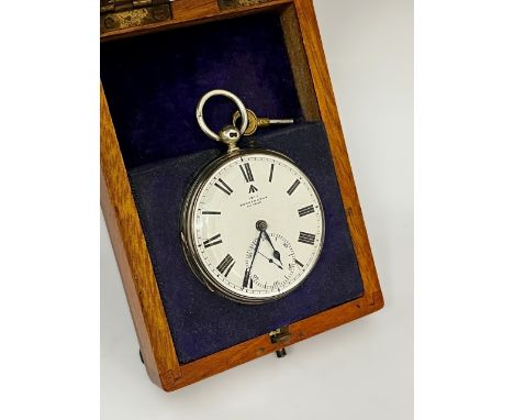 PENNINGTON OF LONDON: A 19th Century silver open-faced pocket chronometer with enamelled Roman dial, subsidiary seconds and b