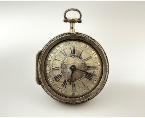 SIGNED ZOLLING, LONDON: A late 17th/early 18th Century silver pair cased repeating pocket watch. The outer case with a pierce