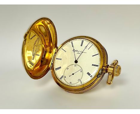 J. ALFRED JURGENSEN: A late 19th Century 18ct gold full hunter pocket watch, Swiss movement, movement and barrel bridge signe