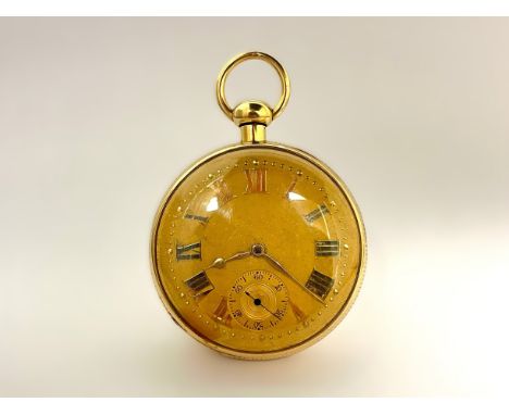 GRAYHURST HARVEY &amp; CO: A mid 19th Century 18ct gold open-faced quarter-repeating chronometer pocket watch, gilt frosted f