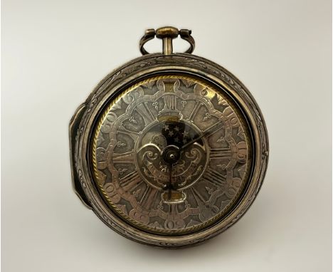 PIETER VAN DEN BERGH, ROTTERDAM: : A late 17th/early 18th Century Dutch silver pair cased pocket watch. The outer case with d