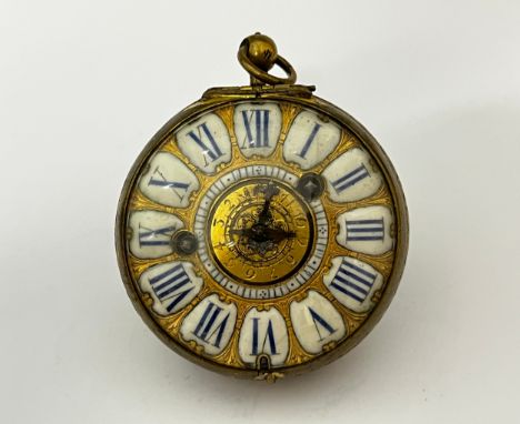 PASCAL HUBERT OF ROUEN: A late 17th/early 18th Century French gilt brass cased pocket watch with alarm. The outer case with p