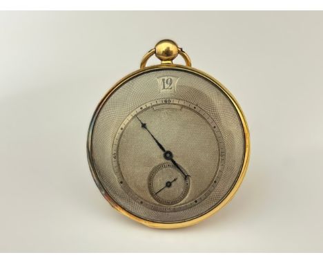 A 19th Century Continental gold cased key-wind open-faced pocket watch with jump hour, the engine-turned silver dial with bla