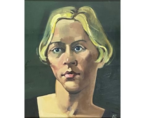 •Alexander R. Robb (Scottish, b. 1950), "Lisa", monogrammed lower right, oil on canvas, framed. 38cm by 32.5cm. Provenance: a