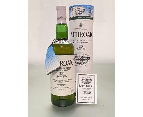 A bottle of Laphroaig Single Islay Malt Scotch Whisky, 10 years old, 1990's bottling, 70cl, 40% vol., in tube. 