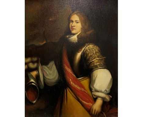 After Circle of John Michael Wright, Portrait of Sir George Lisle, 20th century, unsigned, oil on canvas, in a gilt-compositi
