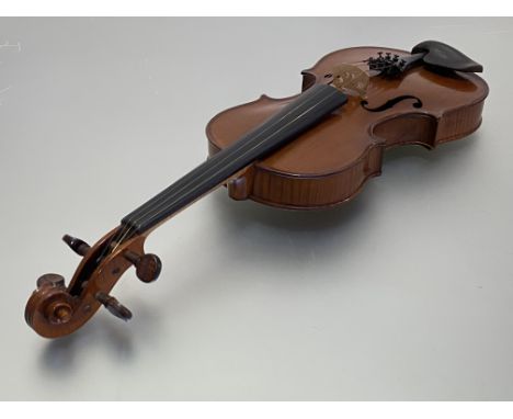 An early 20th century German violin, bearing paper label for Ernst Glasel, and dated 1928, with one-piece back, the button wi