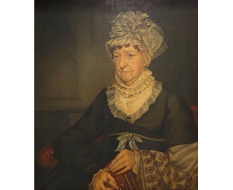 English School, c. 1820, a portrait of Elizabeth Jopling (nee Bradley), half-length, in lace-trimmed cap, a Paisley shawl dra
