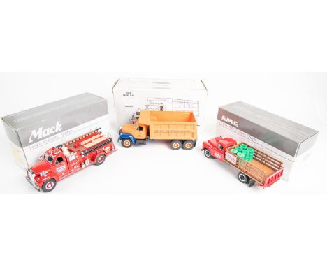 10 First Gear 1:34 scale Trucks. 1960 Model B-61 Mack Dump Truck, Tollway Tunnel. 1960 Model B-61 Mack Tandem Axle Tractor, J