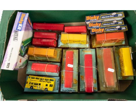 A quantity of Dinky Toys. Including 5 Leyland Atlantean buses, 4 in Yellow Pages livery and one in Kenning Car Hire livery. 4