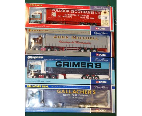 4 Corgi Limited Edition Series. DAF XF Space Cab Curtainside, Grimer's Transport. CC13212. ERF EC Series Curtainside Pollock 