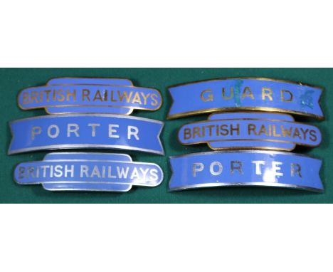 6x British Railways (Scottish Region) totem and fishtail style cap badges by Gaunt, Pinches, Fattorini, etc (one unmarked). 2