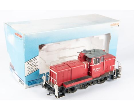 A Marklin Gauge One (Spur 1), 45mm,  Deutsche Bahn 0-6-0 Class 360 (54321) locomotive. A diesel shunter in DB red livery, Car