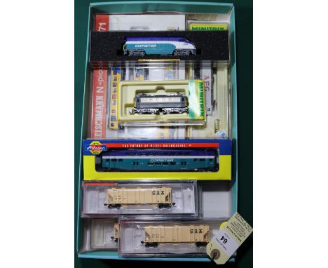 A quantity of 'N' gauge Locomotives and Rolling Stock by Fleischmann, Athearn, Minitrix etc. Including Piccolo Netherlands Ra