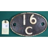 Locomotive shedplate 16C Kirkby-In-Ashfield 1950-1955, then Mansfield 1955-1960 and Derby 1963-