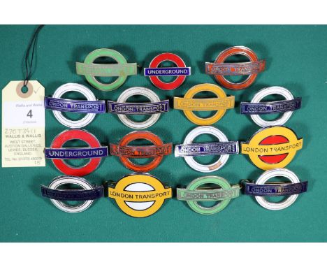 14x London Transport bus related enamel cap badges by Gaunt, Firmin, etc. 2x Tram &amp; Trolleybus staff (as issued 1934-62).