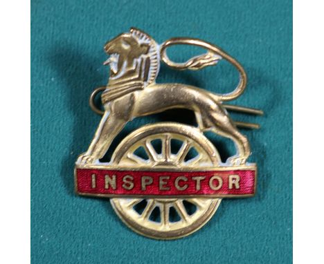 British Railways (Midland Region) INSPECTOR cap badge. Brass and red enamel lion over wheel, with 2 lugs to reserve. VGC. £40